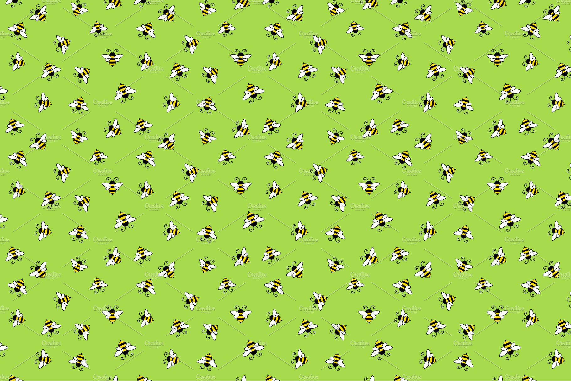Bee seamless patterns preview image.
