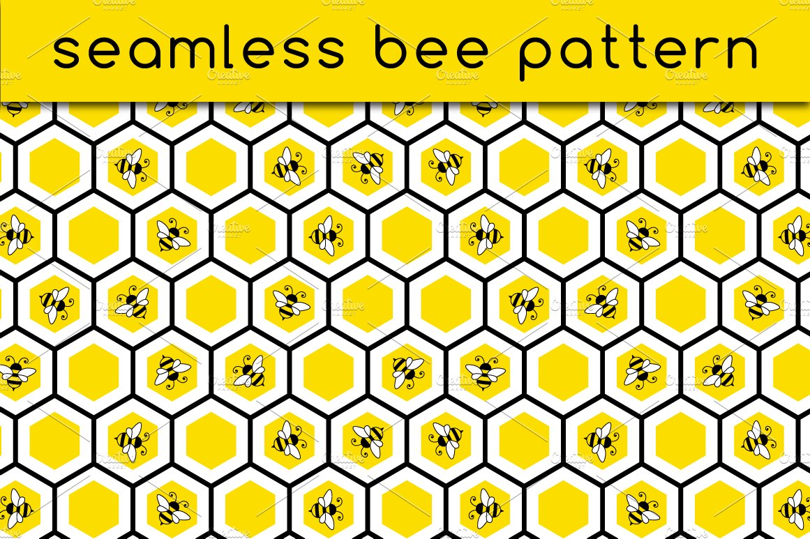 Seamless bee pattern cover image.