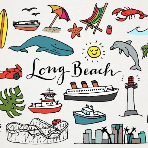 Long Beach Clipart Illustrations cover image.