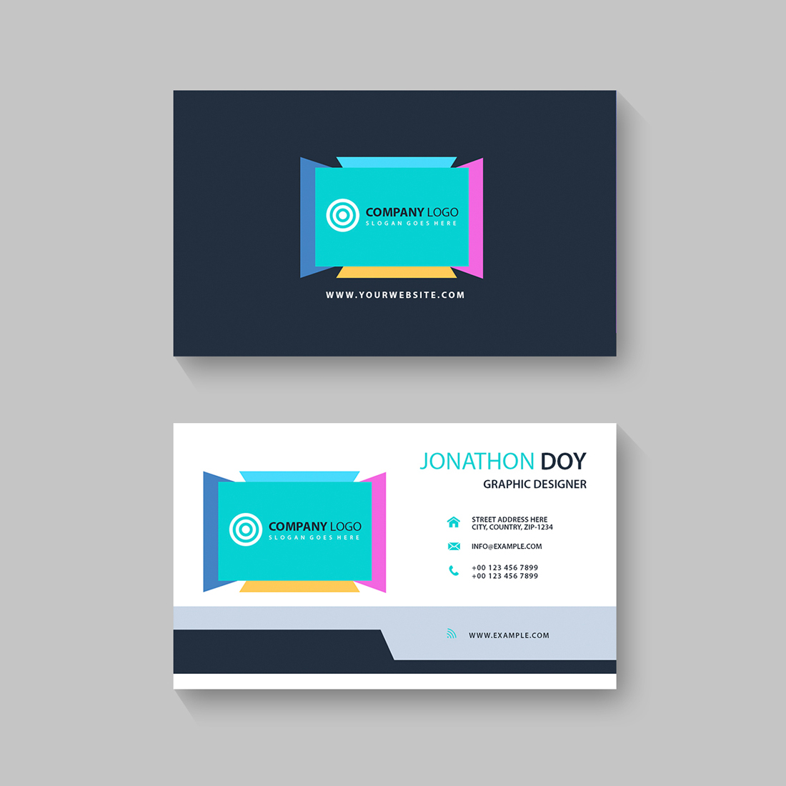 horizontal simple clean business card template vector design preview image.