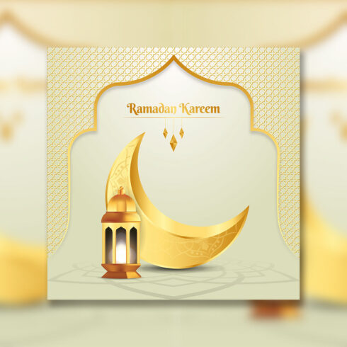 Islamic Holy Month of Ramadan Mubarak vector design with Ramadan moon and Islamic background cover image.