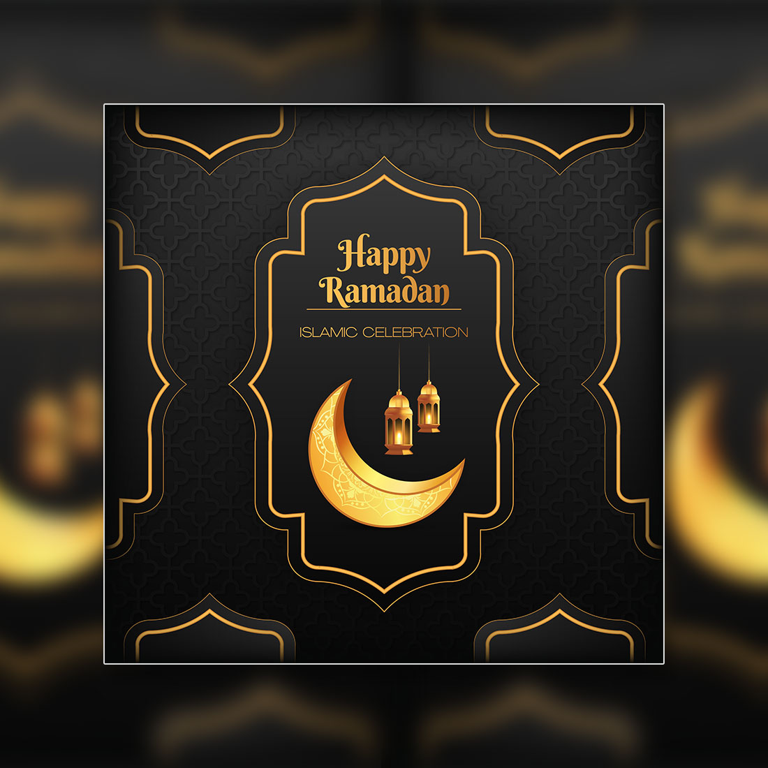 Ramadan Kareem greeting card design with Islamic background cover image.