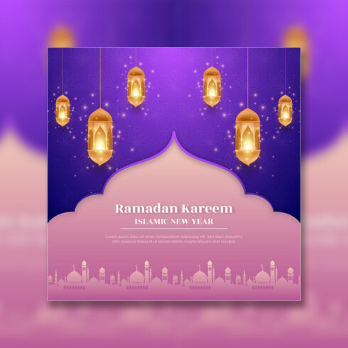 Eid Mubarak vector illustration with luxury design gradient eid mubarak background with star and moon islamic light design cover image.