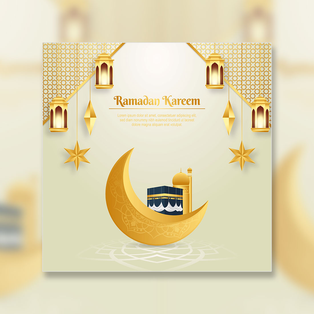 Islamic Holy Month of Ramadan Mubarak vector design with Ramadan moon and Islamic background cover image.
