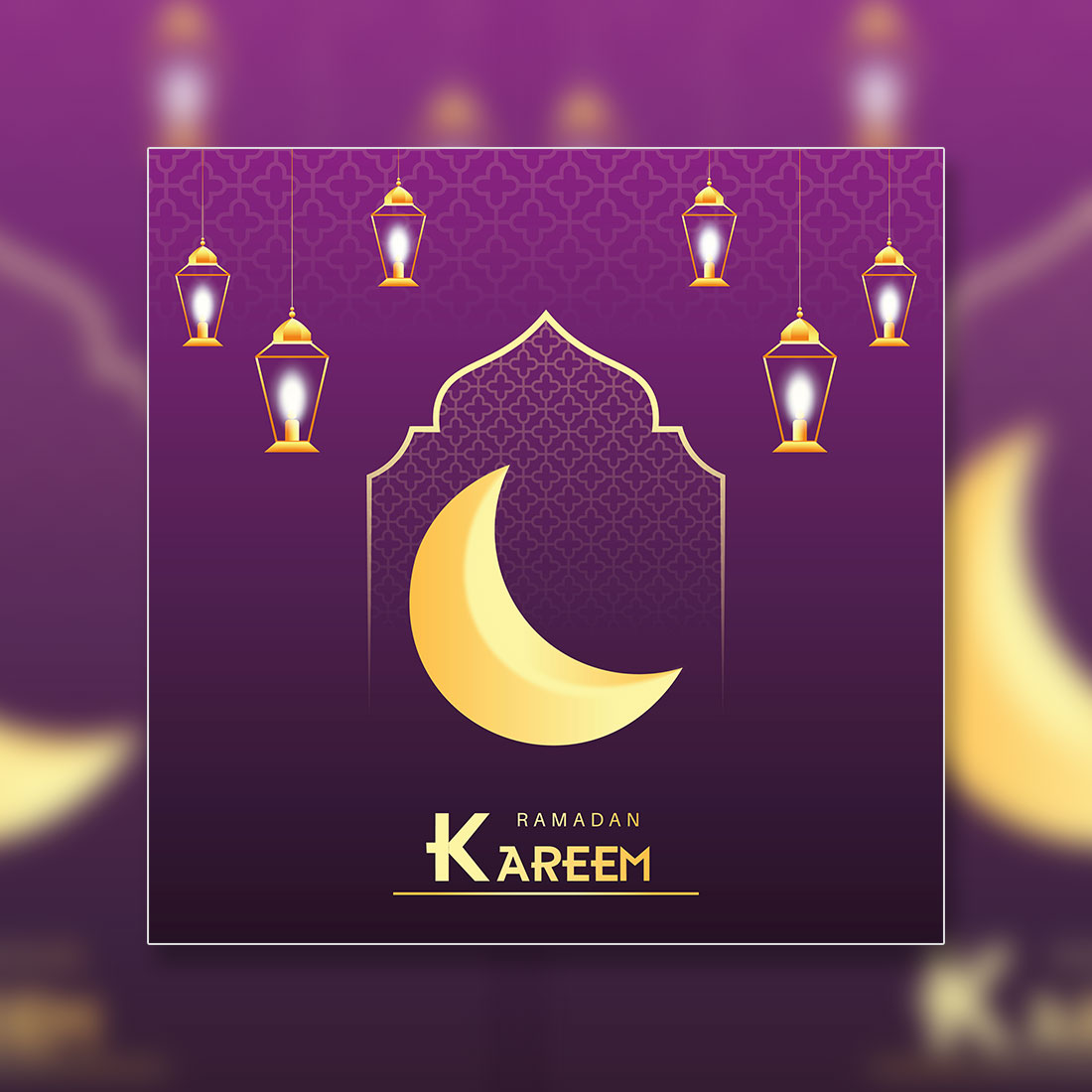 Ramadan Kareem greeting card with Islamic background cover image.