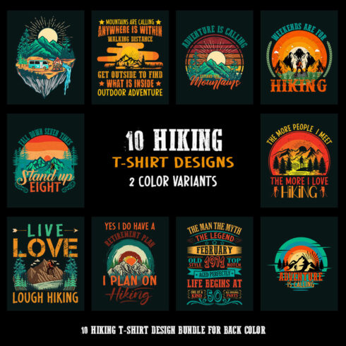 Hiking T-shirt design Bundle cover image.