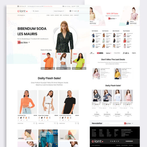Dropshipping Ecommerce PSD & XD Template with Wireframe cover image.