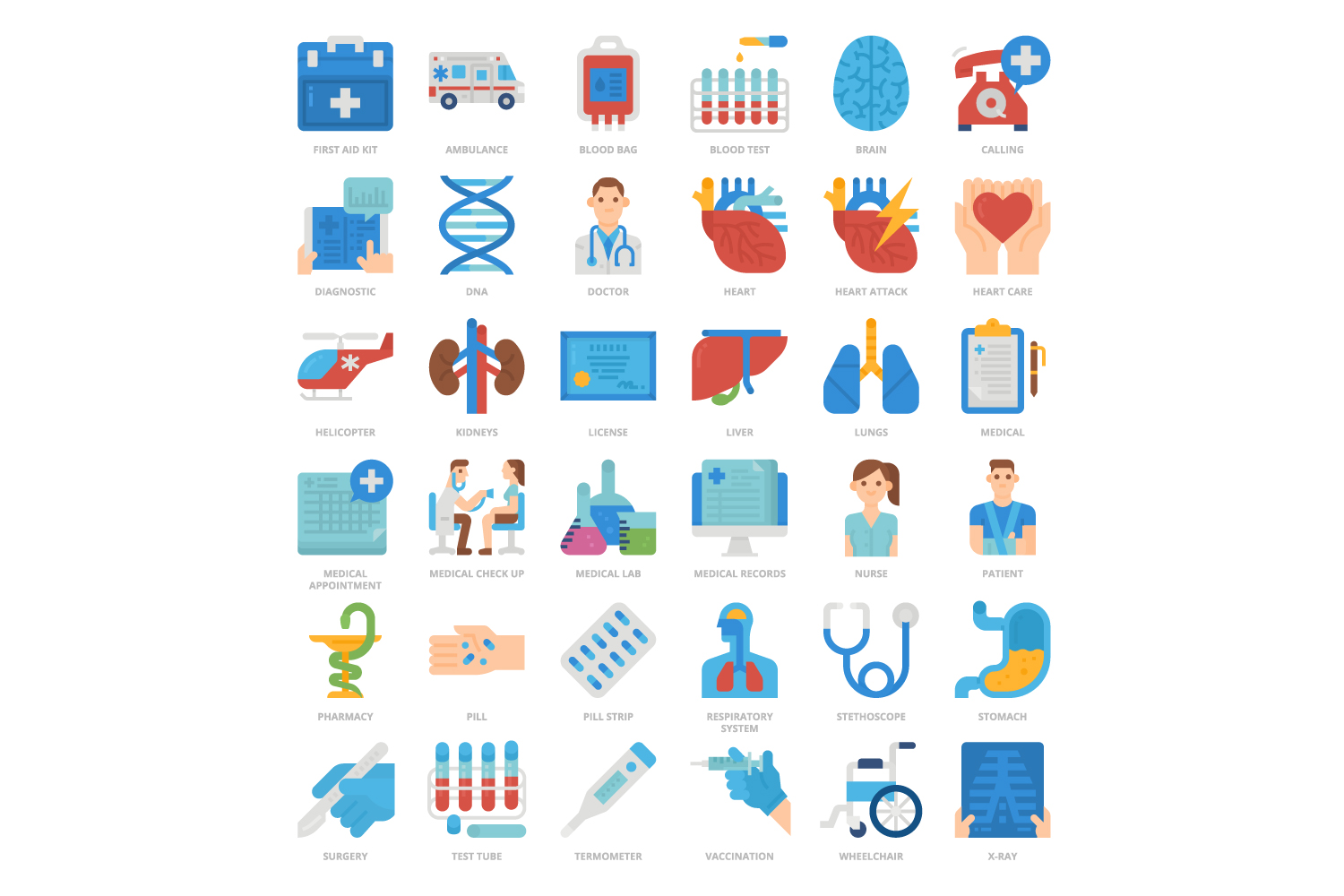 Large set of medical and health icons.