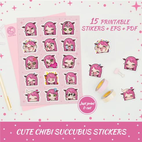 Printable Chibi Succubus Stickers cover image.