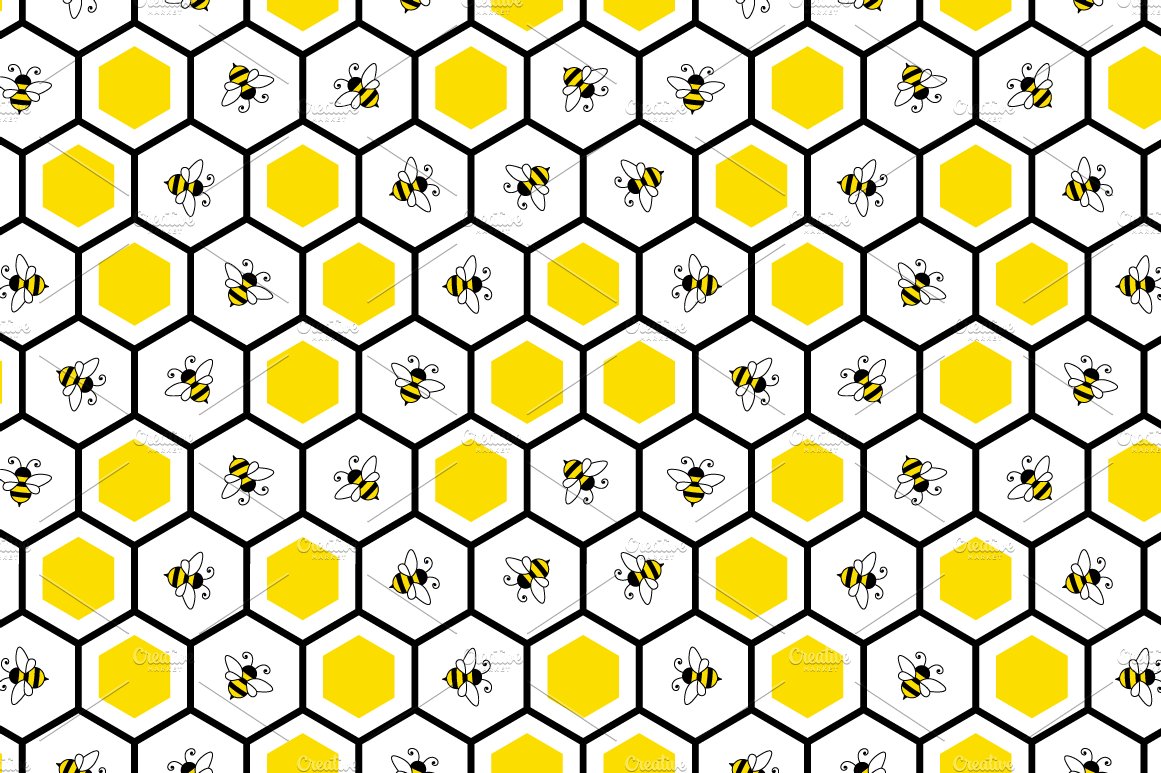 Seamless bee pattern preview image.