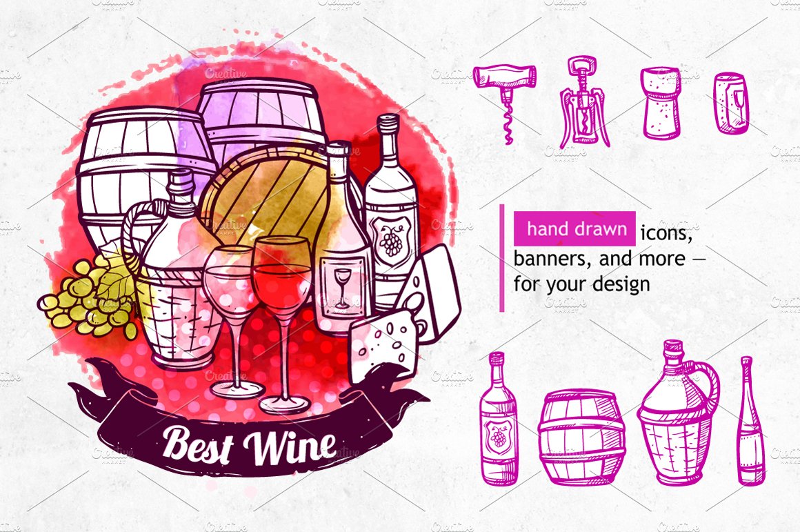 Wine Doodle Collection preview image.