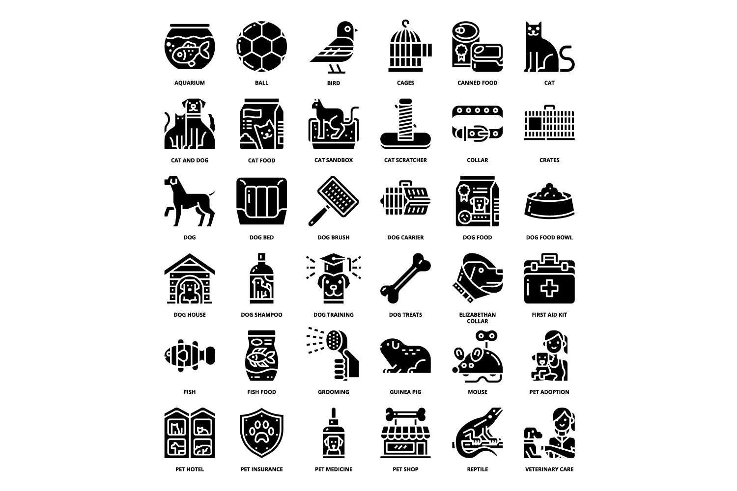 Black and white image of a set of icons.