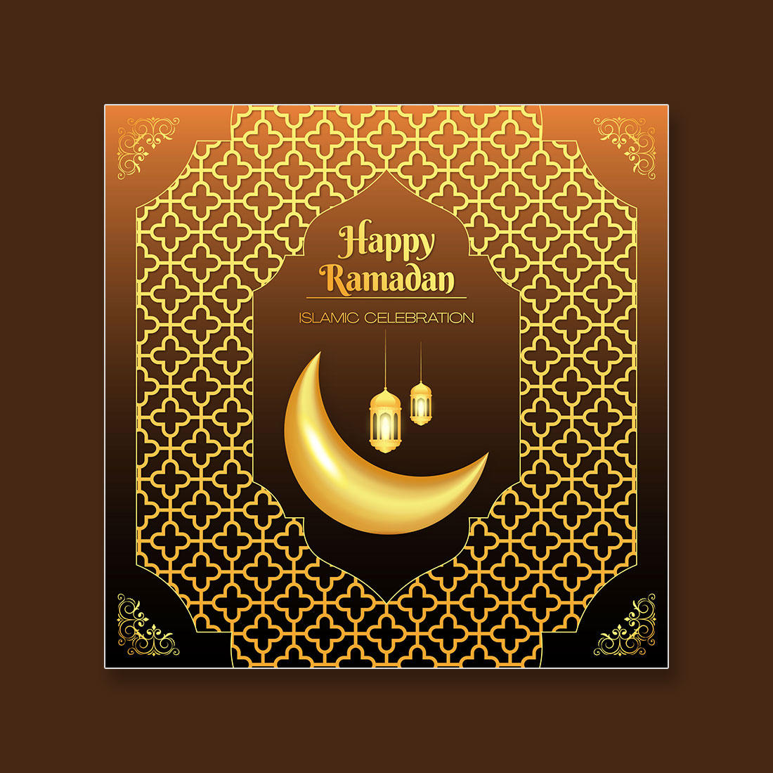 Ramadan Kareem greeting card design with Islamic background preview image.