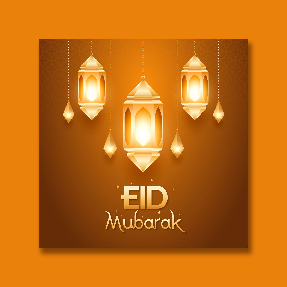 Eid Greetings Social Media Post Design with Islamic background and Lamp preview image.
