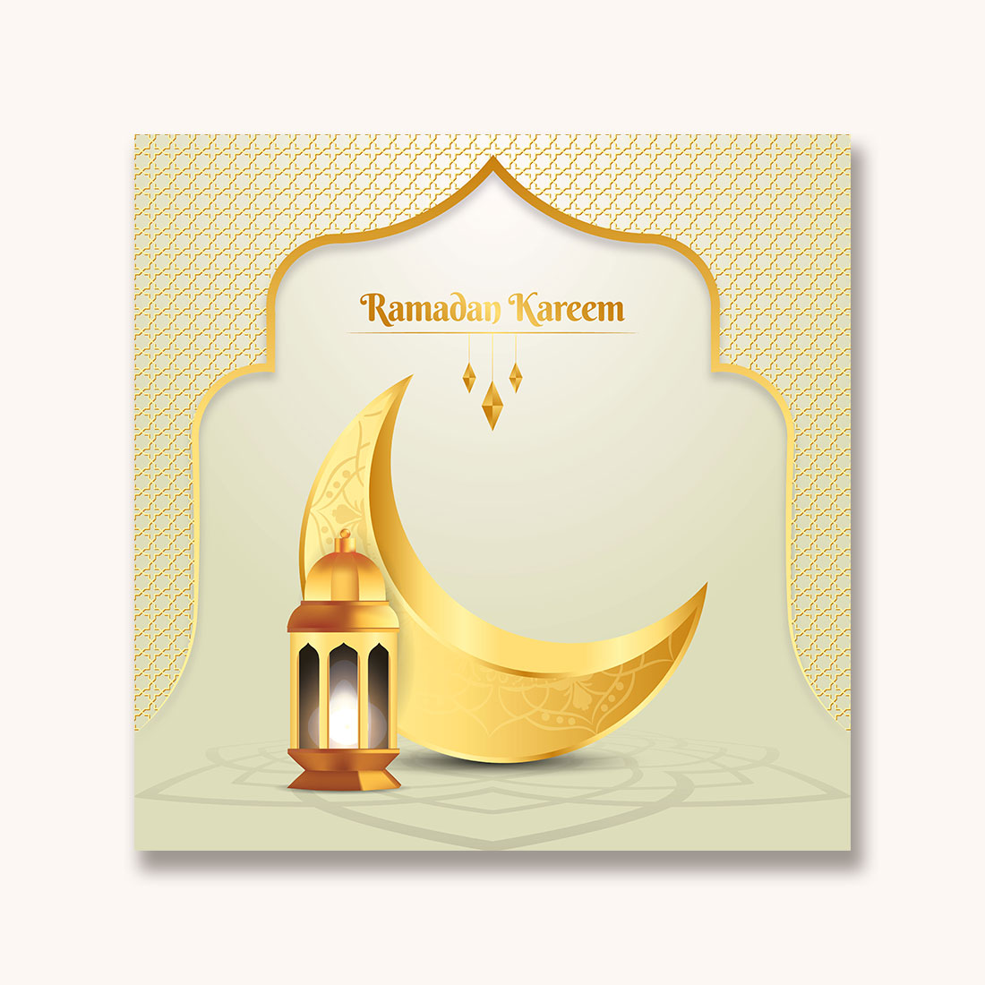 Islamic Holy Month of Ramadan Mubarak vector design with Ramadan moon and Islamic background preview image.