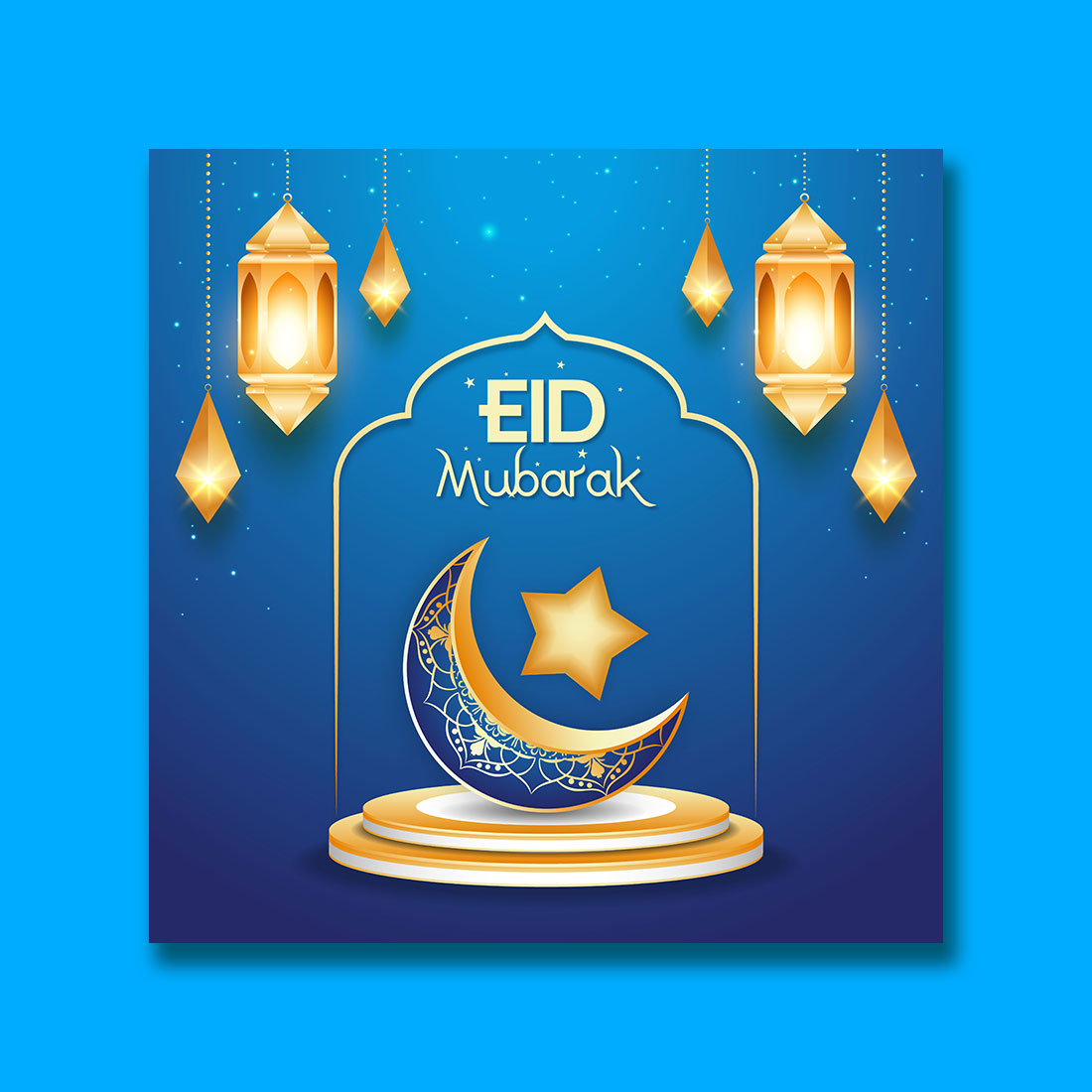 Eid Mubarak colorful luxury Islamic background with decorative Islamic ornament, eid Mubarak social media post design preview image.