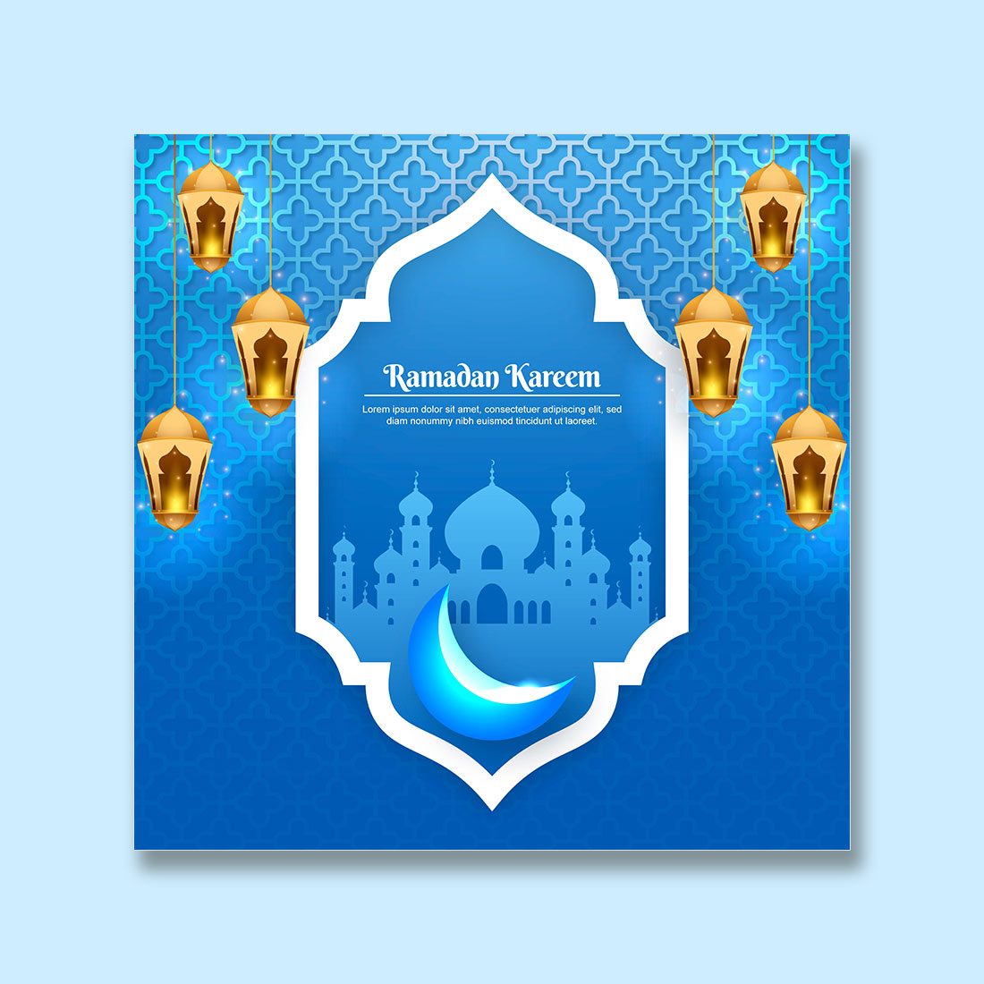 Eid Mubarak vector illustration with luxury design gradient eid mubarak background with star and moon islamic light design preview image.