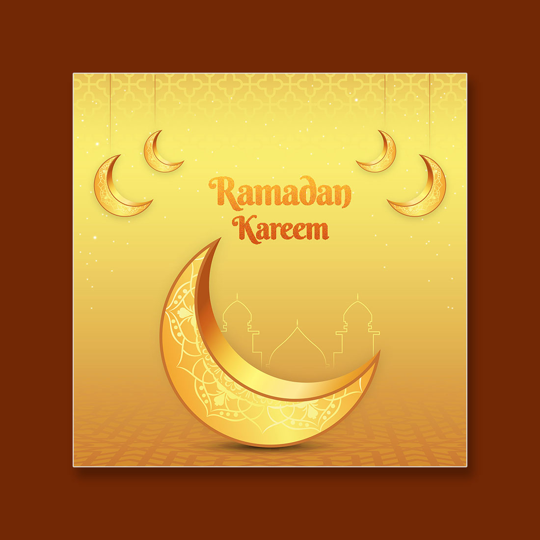 Ramadan Kareem greeting card design with Islamic background preview image.