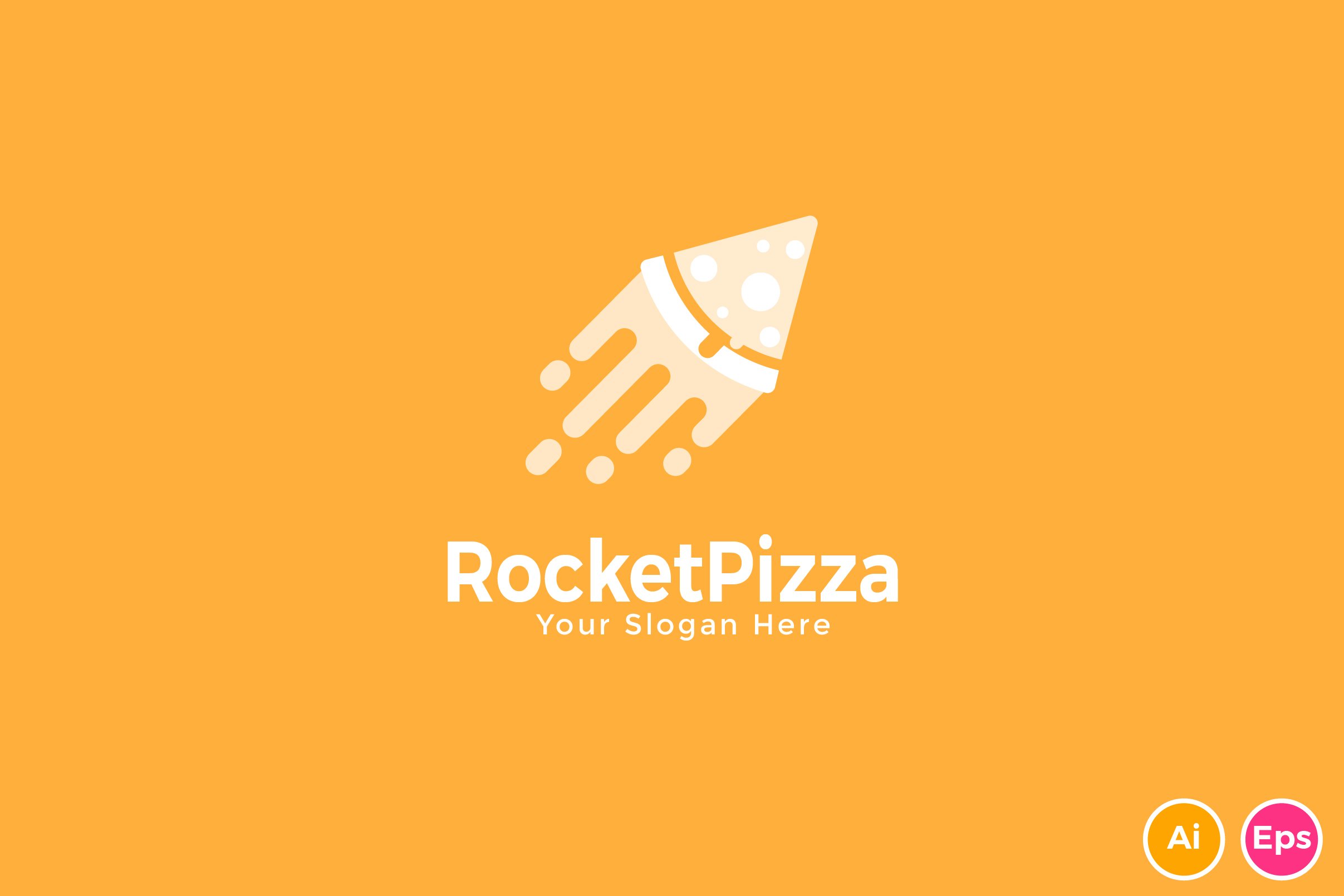 Rocket Pizza Food Logo Template preview image.