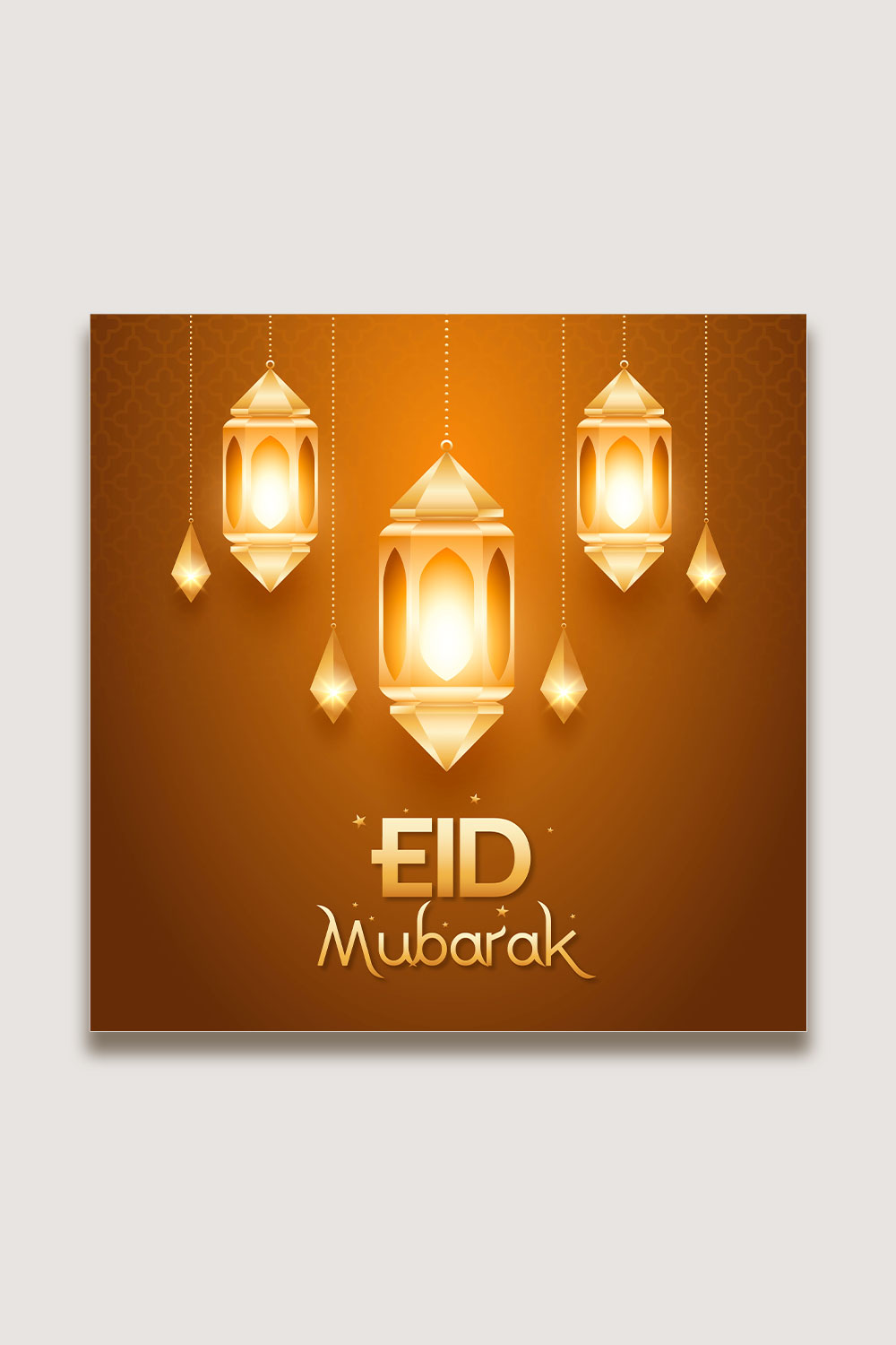 Eid Greetings Social Media Post Design with Islamic background and Lamp pinterest preview image.