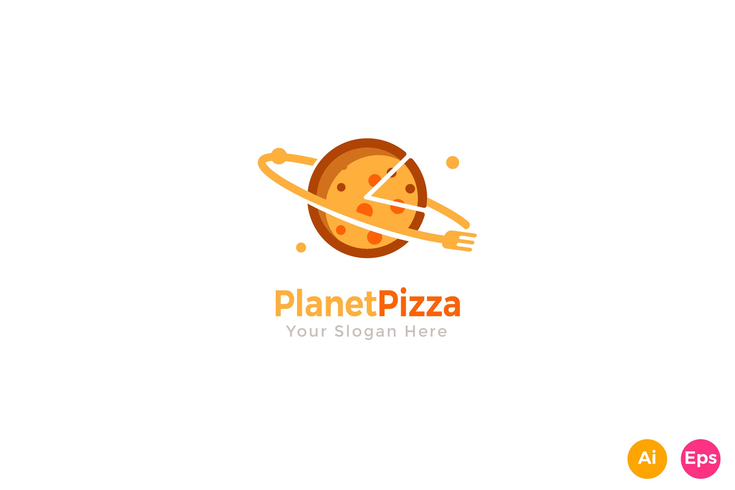 Planet Pizza Fast Food Logo Template cover image.