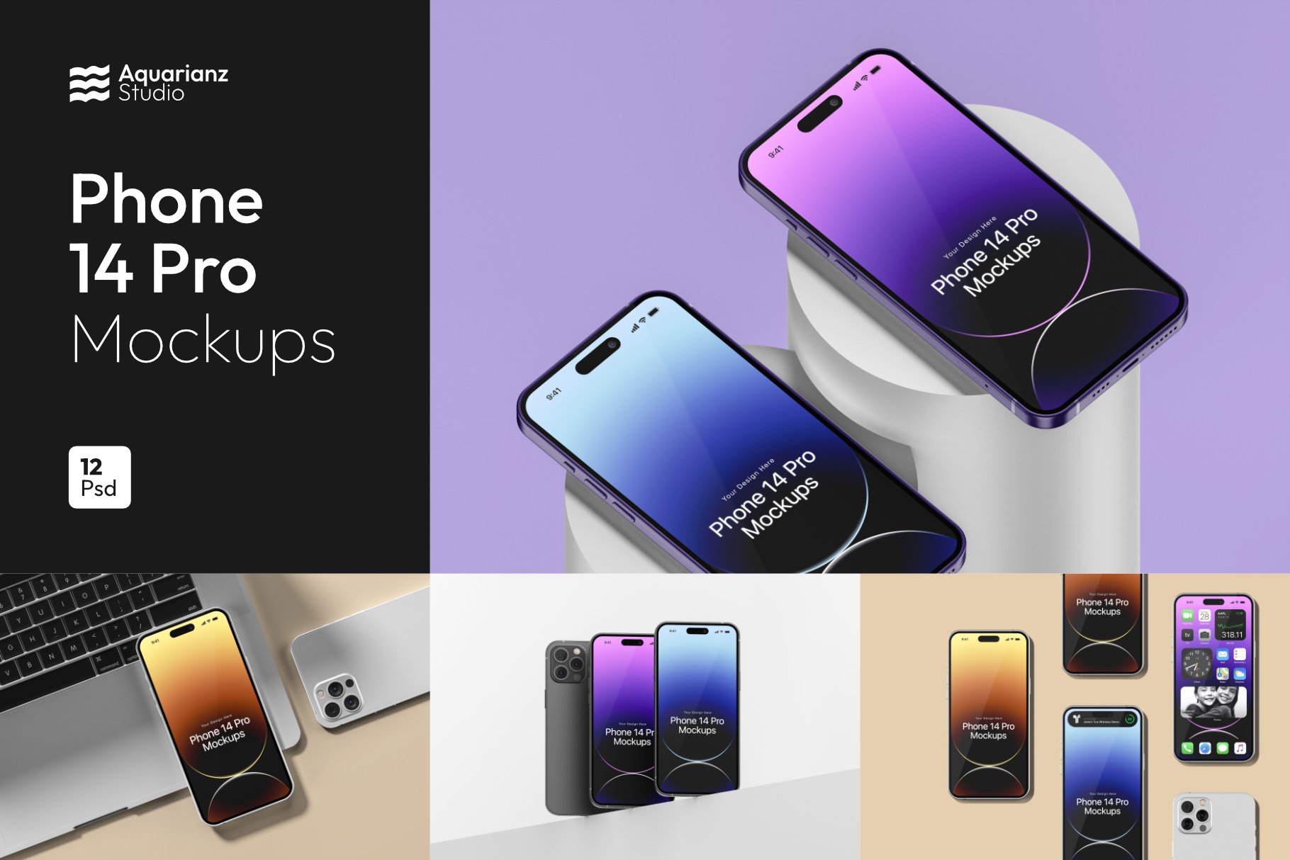 Phone 14 Pro Mockups cover image.