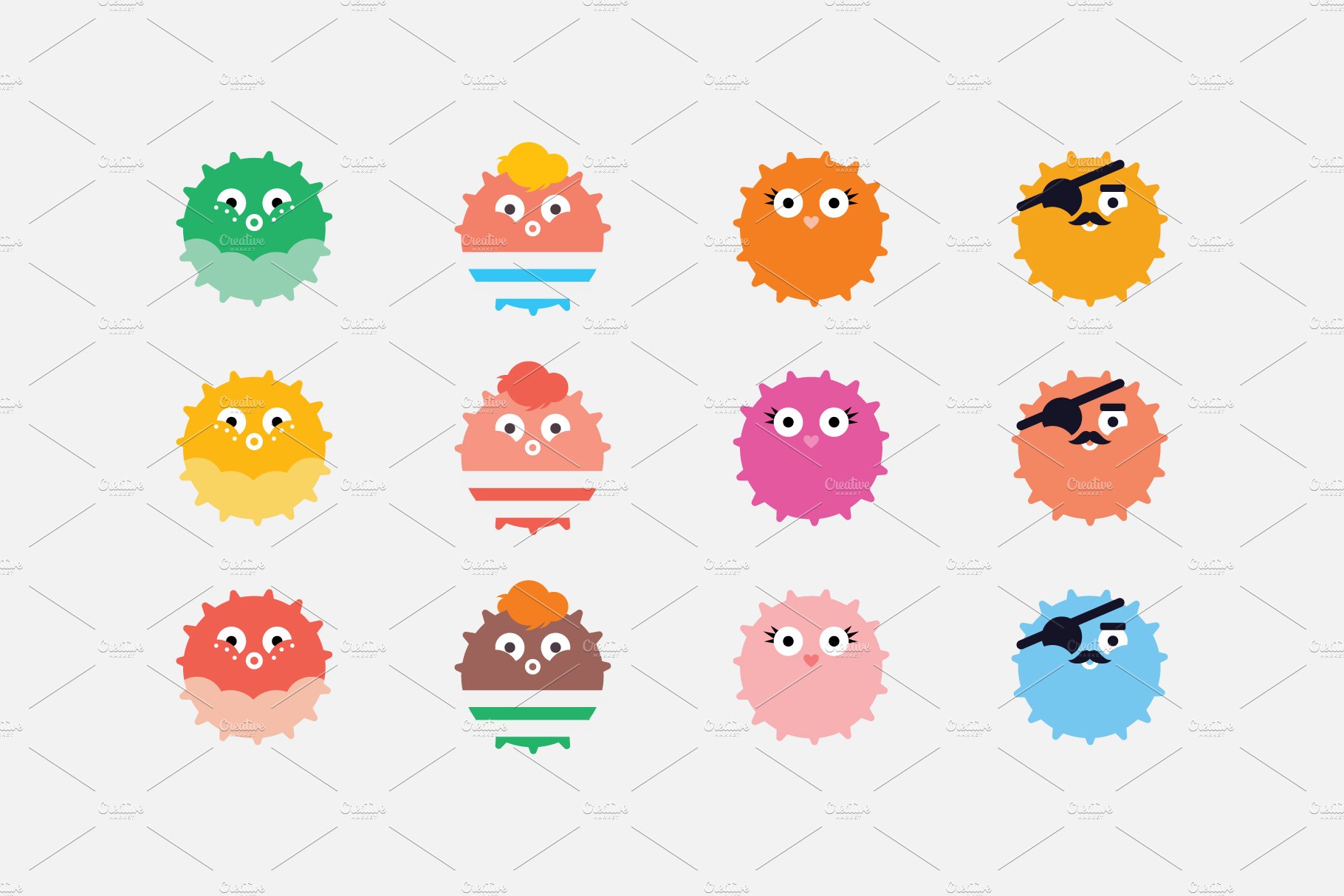 Puffer Fish Avatars preview image.