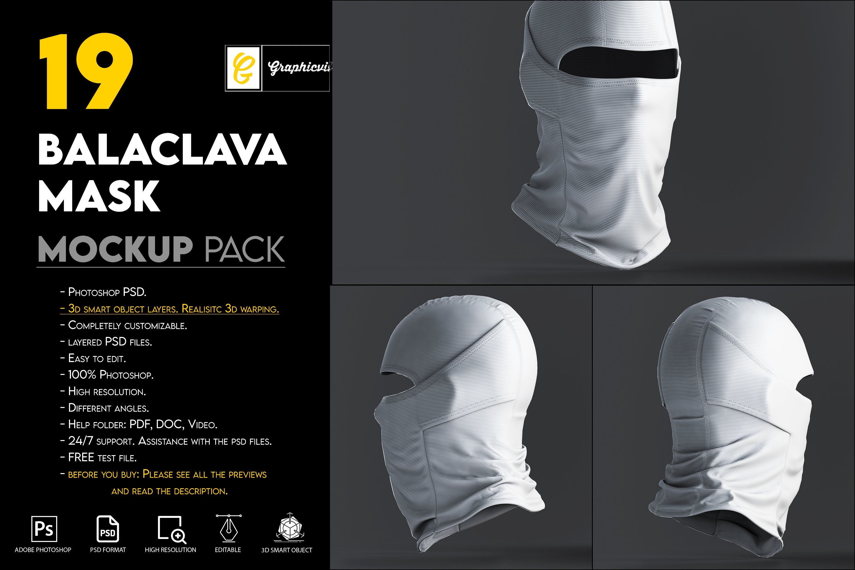 Balaclava Mask Mockup preview image.