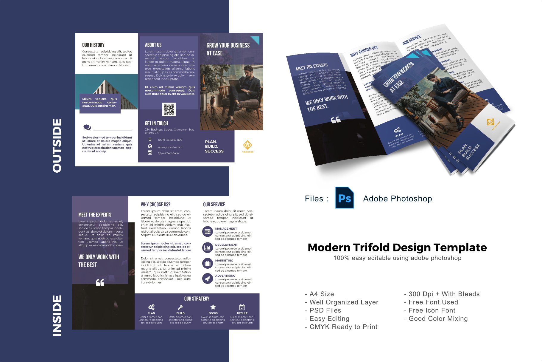 Minimalist trifold brochure template cover image.