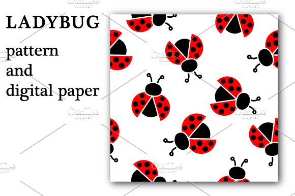 Ladybug - pattern and digital paper cover image.