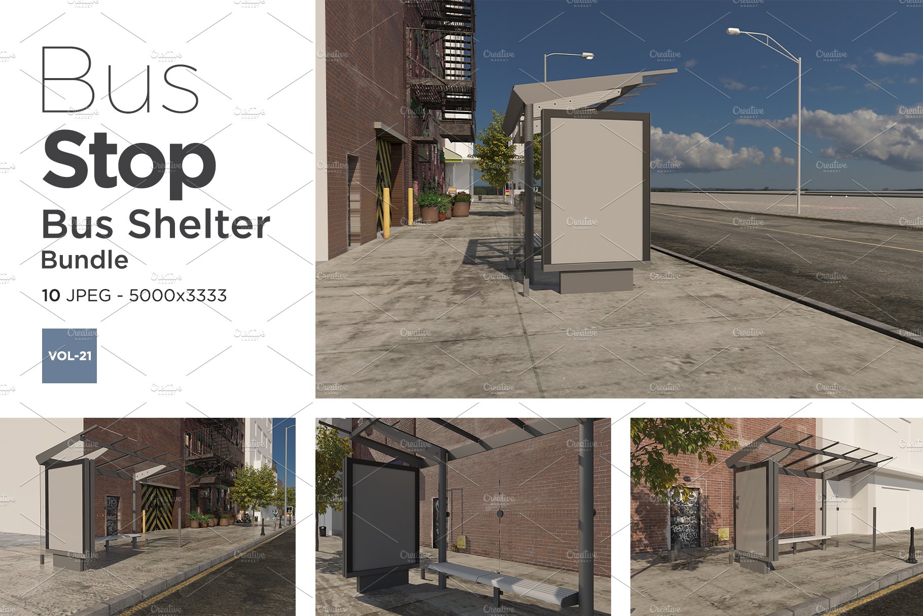 Bus Stop Bus Shelter Mockup Vol-21 cover image.