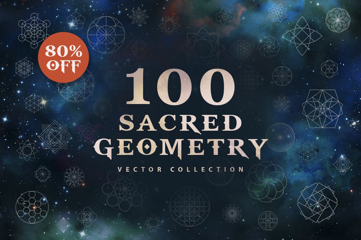 100 Sacred Geometry Vectors cover image.