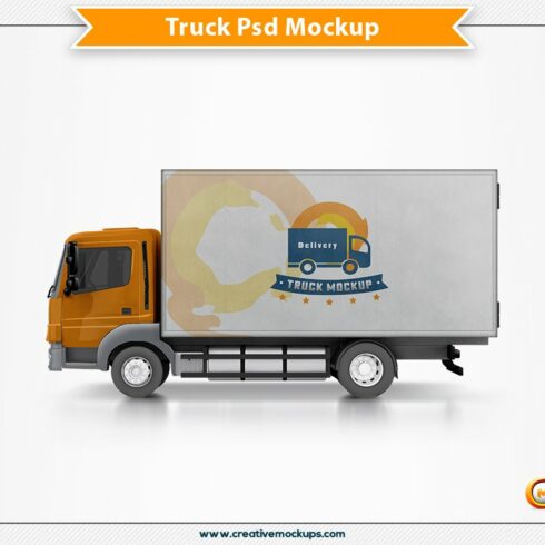 Delivery Truck Mockup Template cover image.
