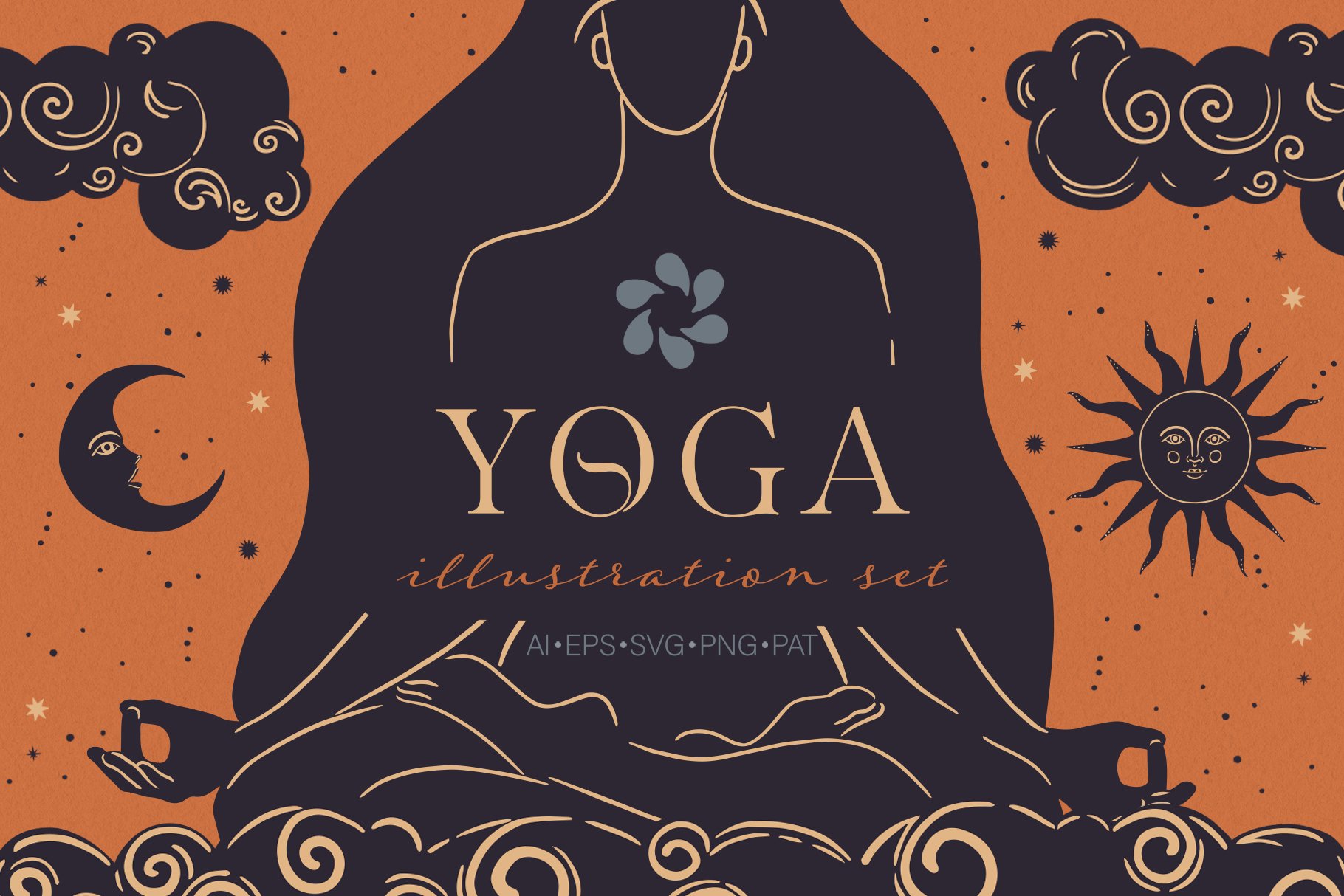 Yoga illustration vector set cover image.
