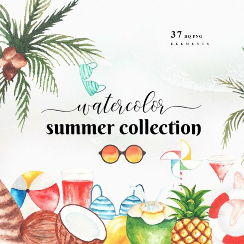 Watercolor Tropical Summer Clip Art cover image.
