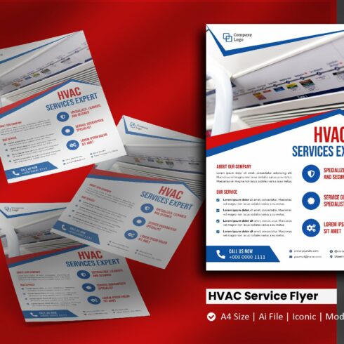 HVAC Service Flyer Brochure Template cover image.