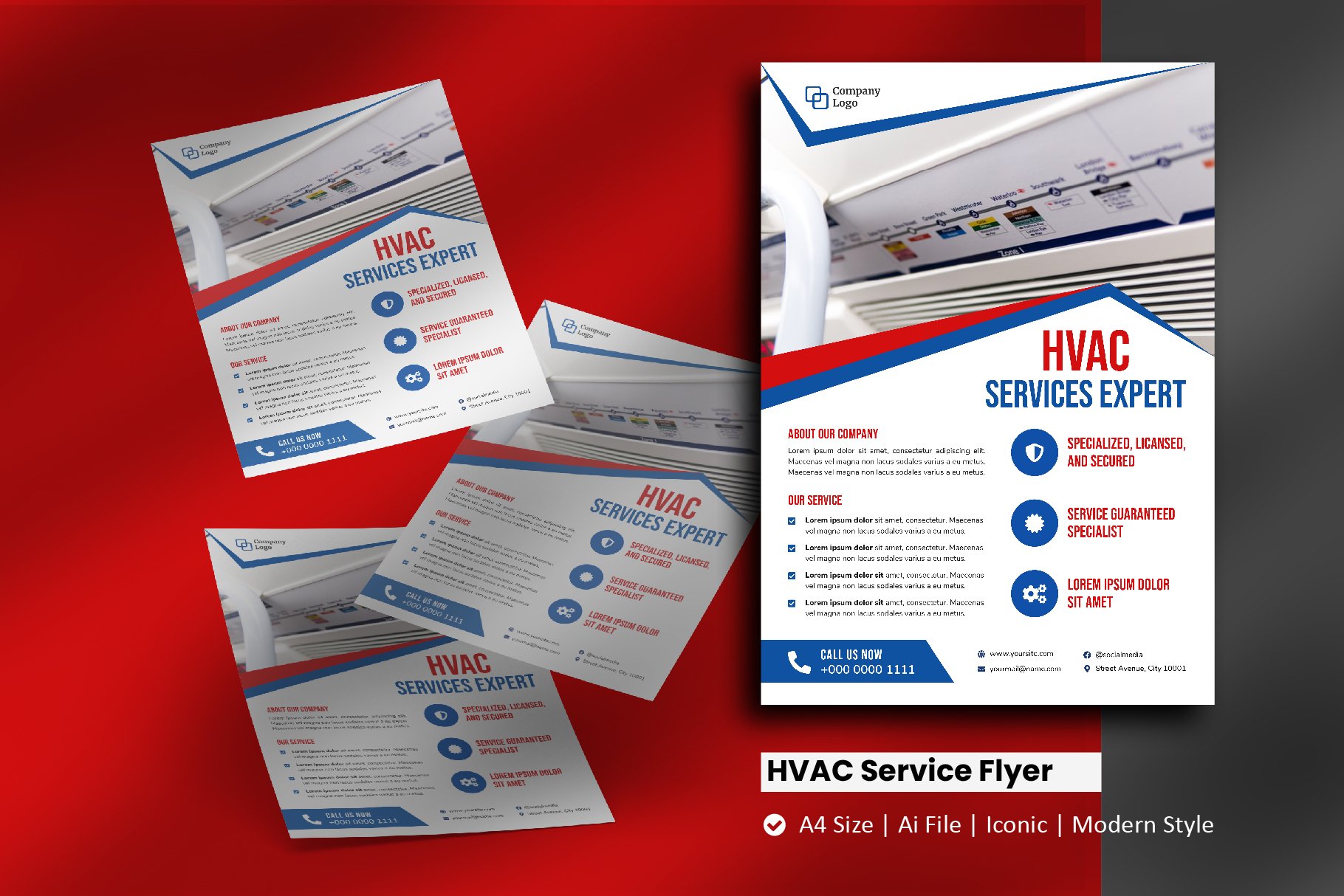 HVAC Service Flyer Brochure Template cover image.