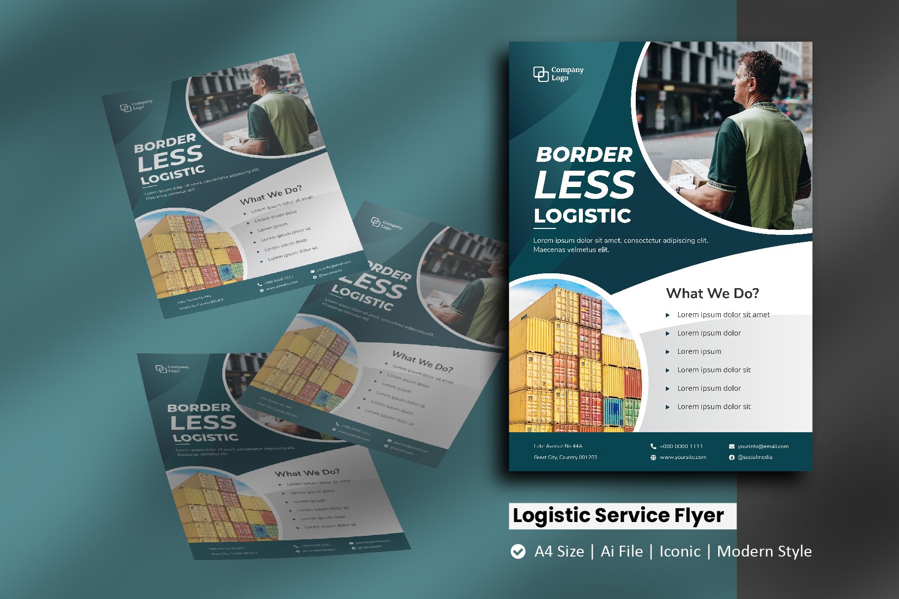 Logistic Service Brochure Template cover image.