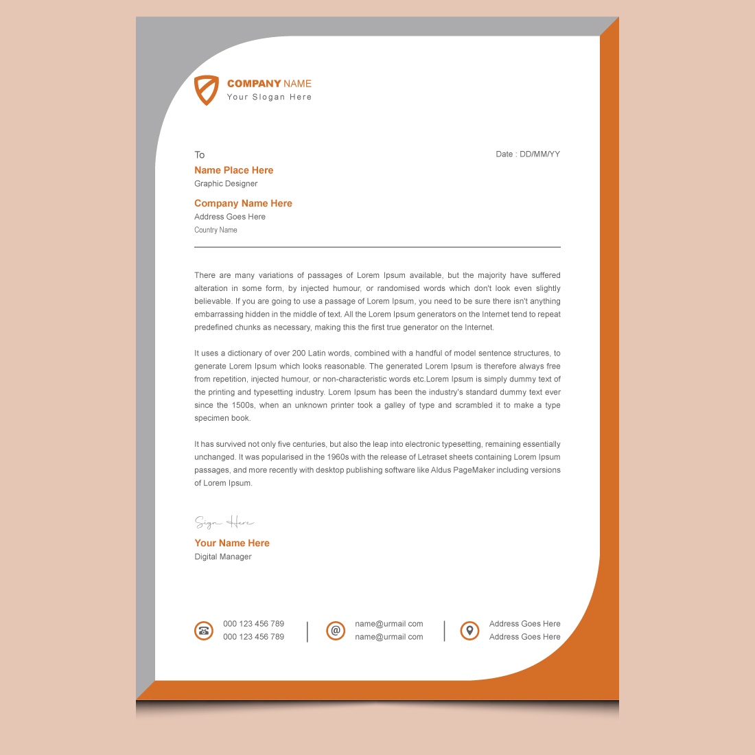 Business letterhead template design cover image.