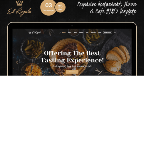 Free Elroyale Restaurant and Cafe HTML Template cover image.