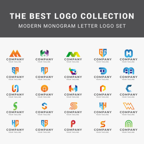 25 Logos Bundle Modern Monogram Letter Logo Set for a different types of businesses cover image.