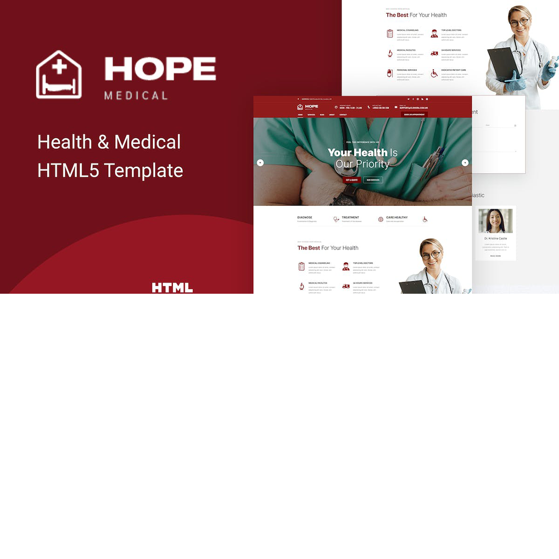 Free Hope Health & Medical HTML5 Template cover image.