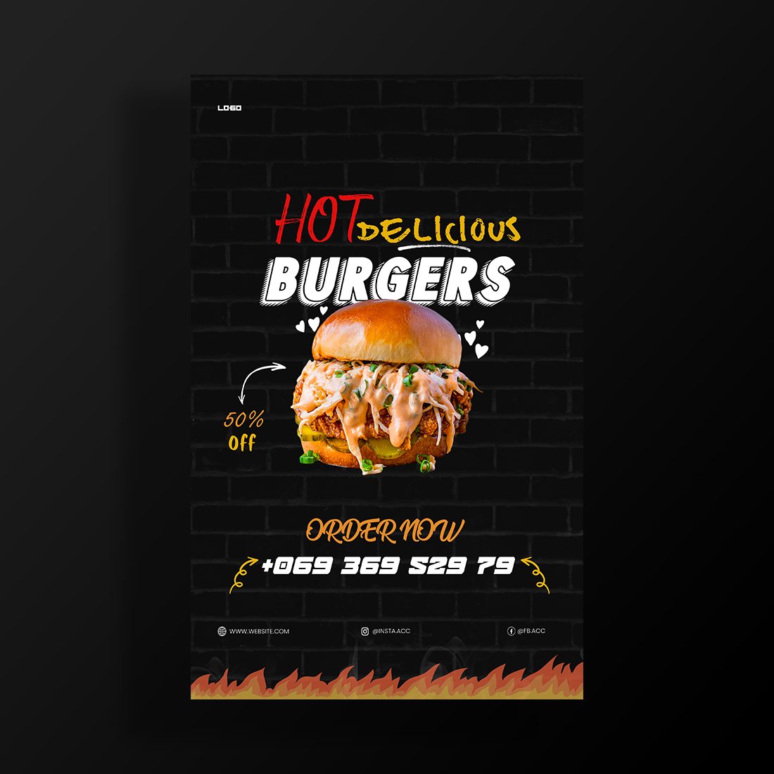 Burger and fast food flyer preview image.