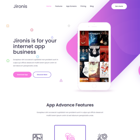 Jironis App Landing Page Website Template cover image.