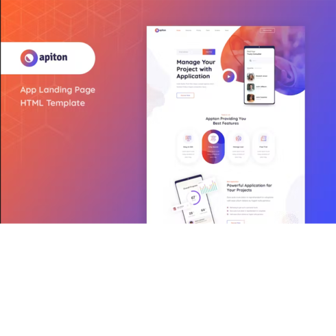 Free Apiton App Landing HTML Template cover image.