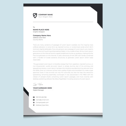 Modern corporate business letterhead design template cover image.