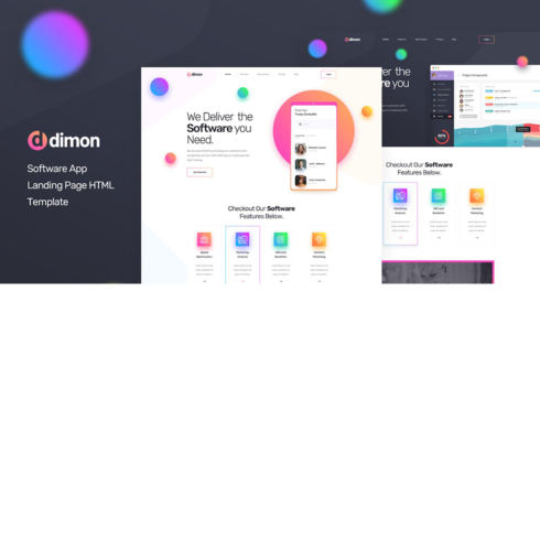 Free Dimon App Landing Page HTML Template cover image.