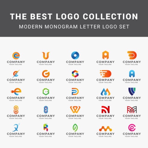 25 Logos Bundle Modern Monogram Letter Logo Set for different types of businesses cover image.