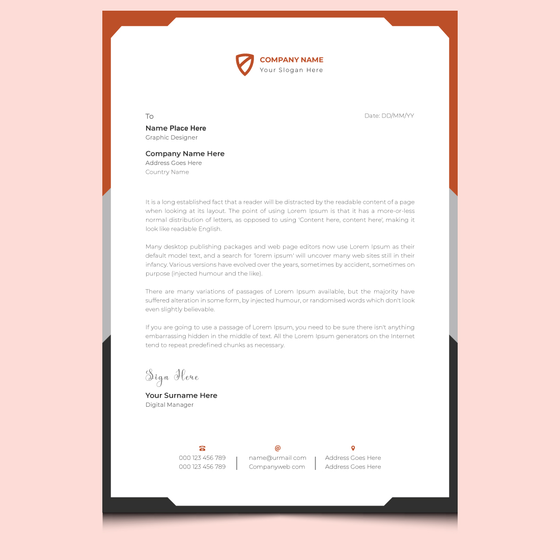 Elegant corporate business letterhead template design cover image.