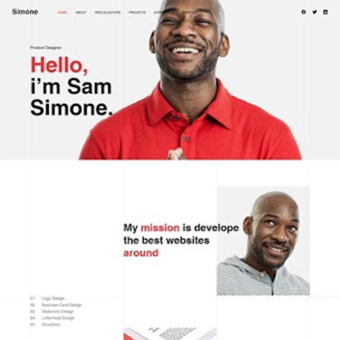 Simone Personal Portfolio Website Template cover image.